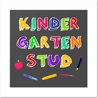 Kids Kindergarten Stud Merch Funny Back To School Gift Posters and Art